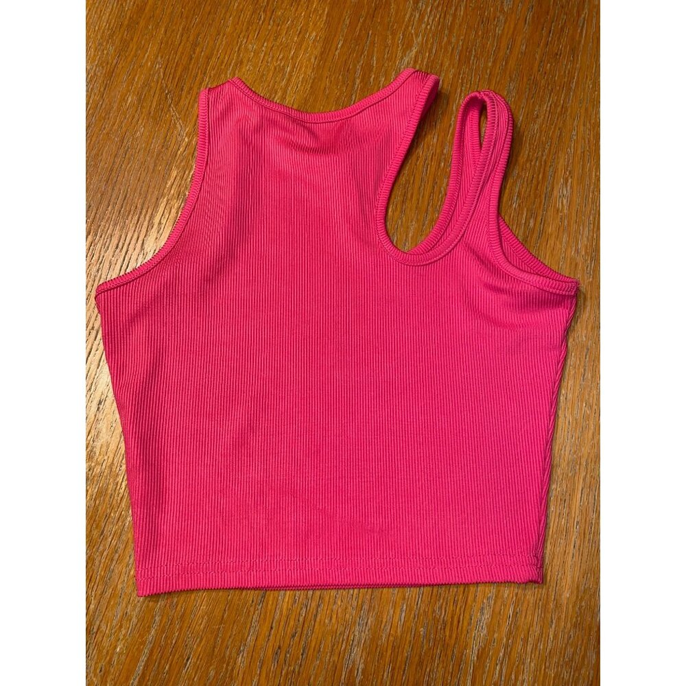 Pink Ribbed Crop Tank Top - Picture 1 of 2